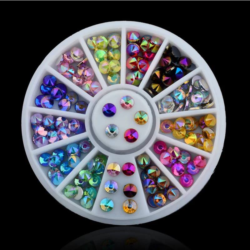 

Pandahall 96pcs/set 4mm Colorful Sharp Crystal AB 3d Nail Rhinestone Wheel Shiny Glitter Nail Art Tips Decoration Tools