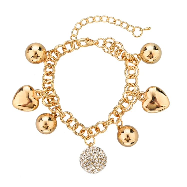 TOUCHEART имитация подвески в форме сердца, ключей Браслеты& браслеты для Для женщин ювелирные изделия делая золотого цвета с украшением в виде кристаллов Свадебные браслет Femme SBR140221 - Окраска металла: Ball Charm