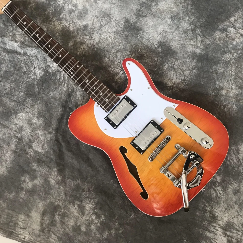 Customized F hole electric guitar, high quality, free of freighin