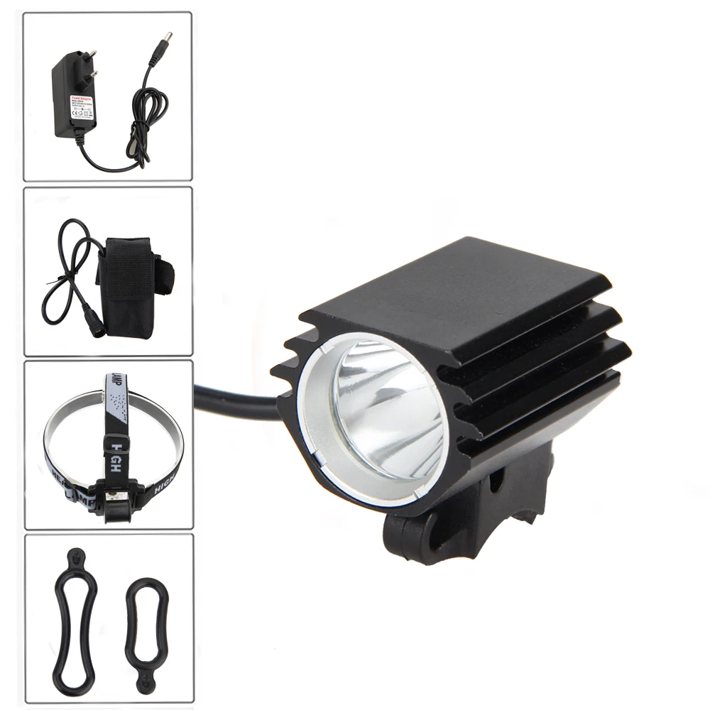 Top Portable Mini Lamp 3000 LM  XM-L2 LED Headlamp 4 Modes Front Bike Light Camping Torch with Battery Pack 1