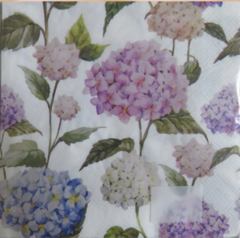

20 3-ply vintage napkins paper tissue printed flowers hydrangea rose decoupage wedding servilletas birthday party home decor