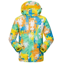 Зимние Детские камуфляжные термо-куртки для сноубординга из двух предметов, водонепроницаемые лыжные куртки с капюшоном на молнии, уличные спортивные куртки