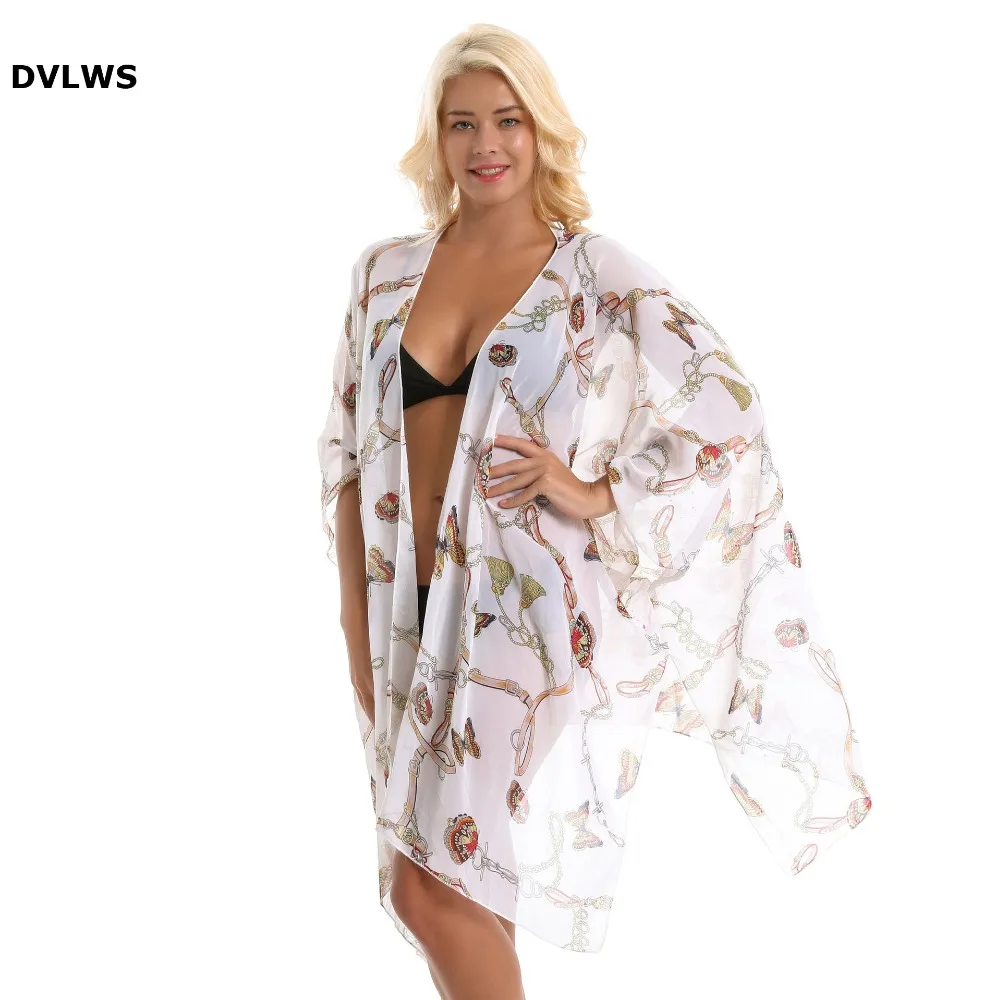 

Hot Butterfly Chain Printed Swimwear Women Cover ups Bikini Jurk Women Swimwear Cover-up Beach Accessories Cover up for Women