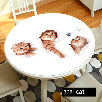 3D круглая скатерть, водостойкая, маслостойкая, ПВХ, пластик, Мягкий стеклянный коврик для стола, вечерние, для украшения стола, круглый стол, покрытие на заказ - Цвет: 3D6-cat