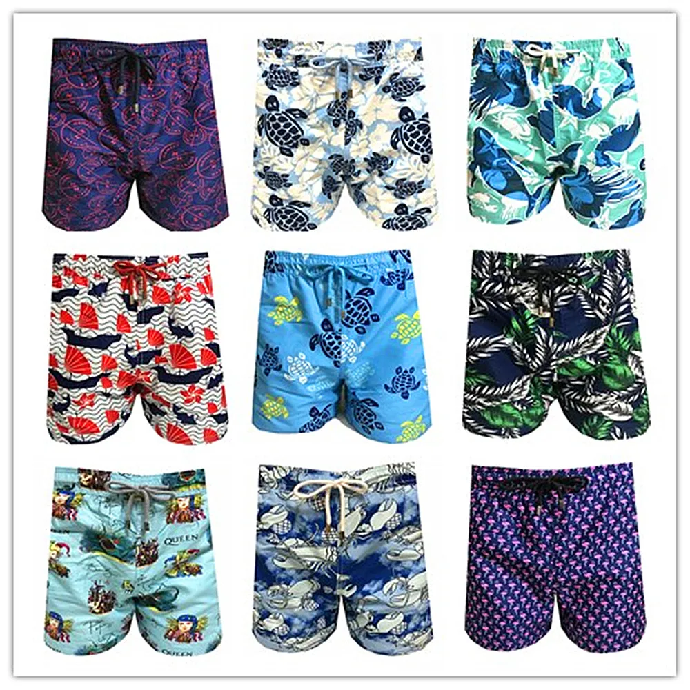 

Hot Sale 2019 Brand BREVILE PULLQUIN Board Shorts Men Swimwear 100% Quick Dry Sexy Male Turtles Boardshorts Mens Hawaiian Shorts