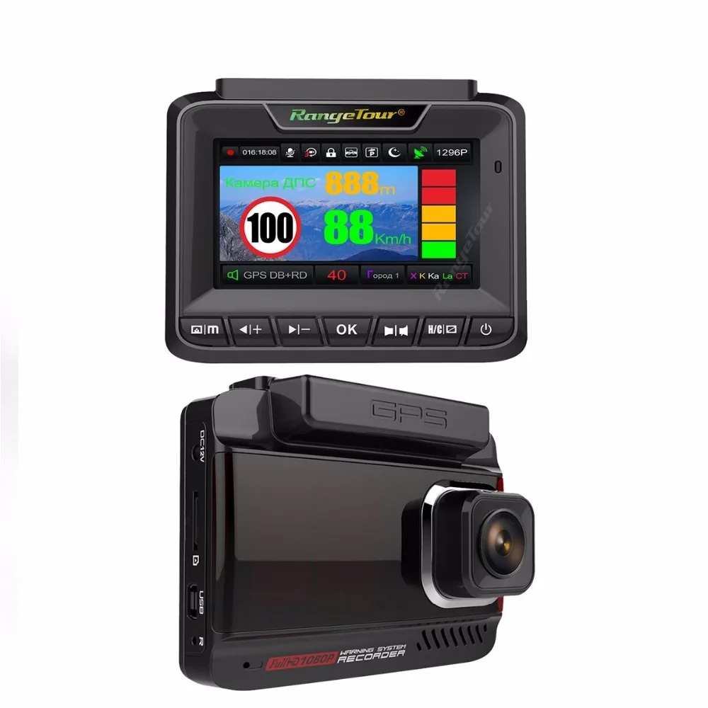 2019 новый радар детектор для России 3 в 1 Автомобильный gps Видео Рекордер DVR 1296 P