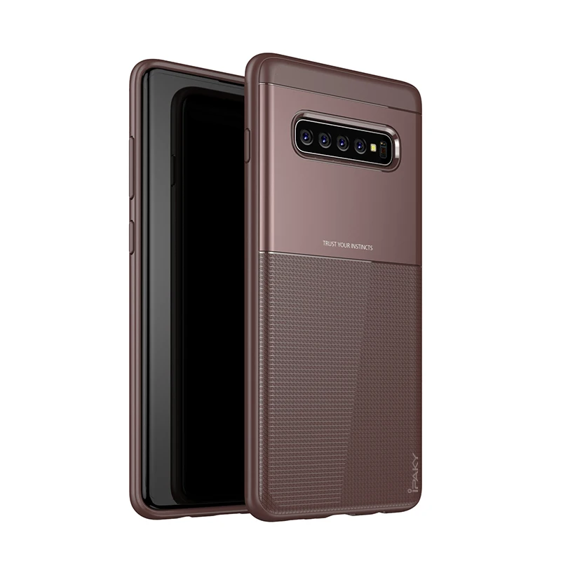 IPAKY для samsung galaxy S 10 чехол PC Гибридный Силиконовый защитный чехол мягкий чехол для samsung galaxy S10 E Plus 10E 10PLUS - Цвет: Brown