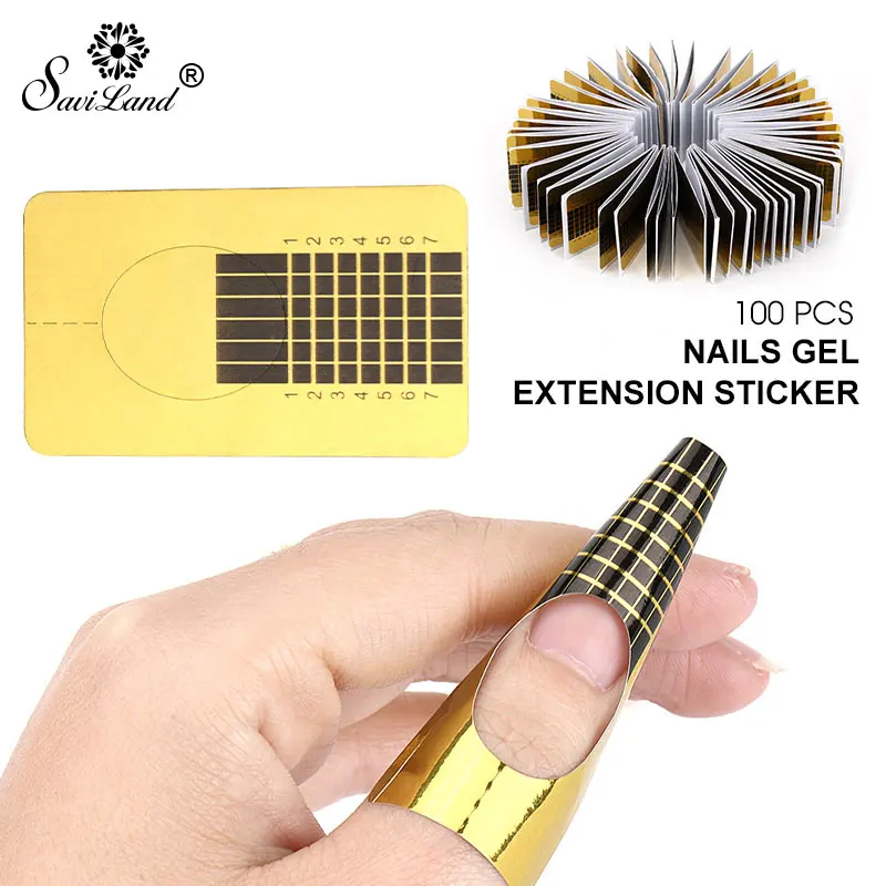 Saviland 100pcs Nail Form for Finger Extension Tips Nail Sticker UV ...