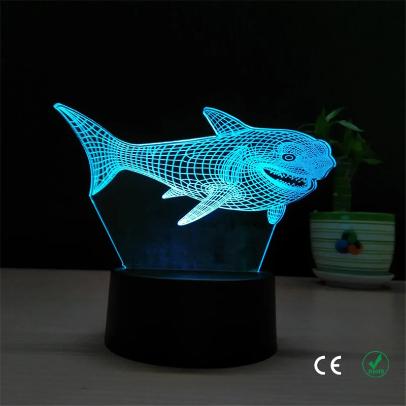 Creative shark LED small night lamp personality Shenzhen small night lamp manufacturers selling 3 d stereo