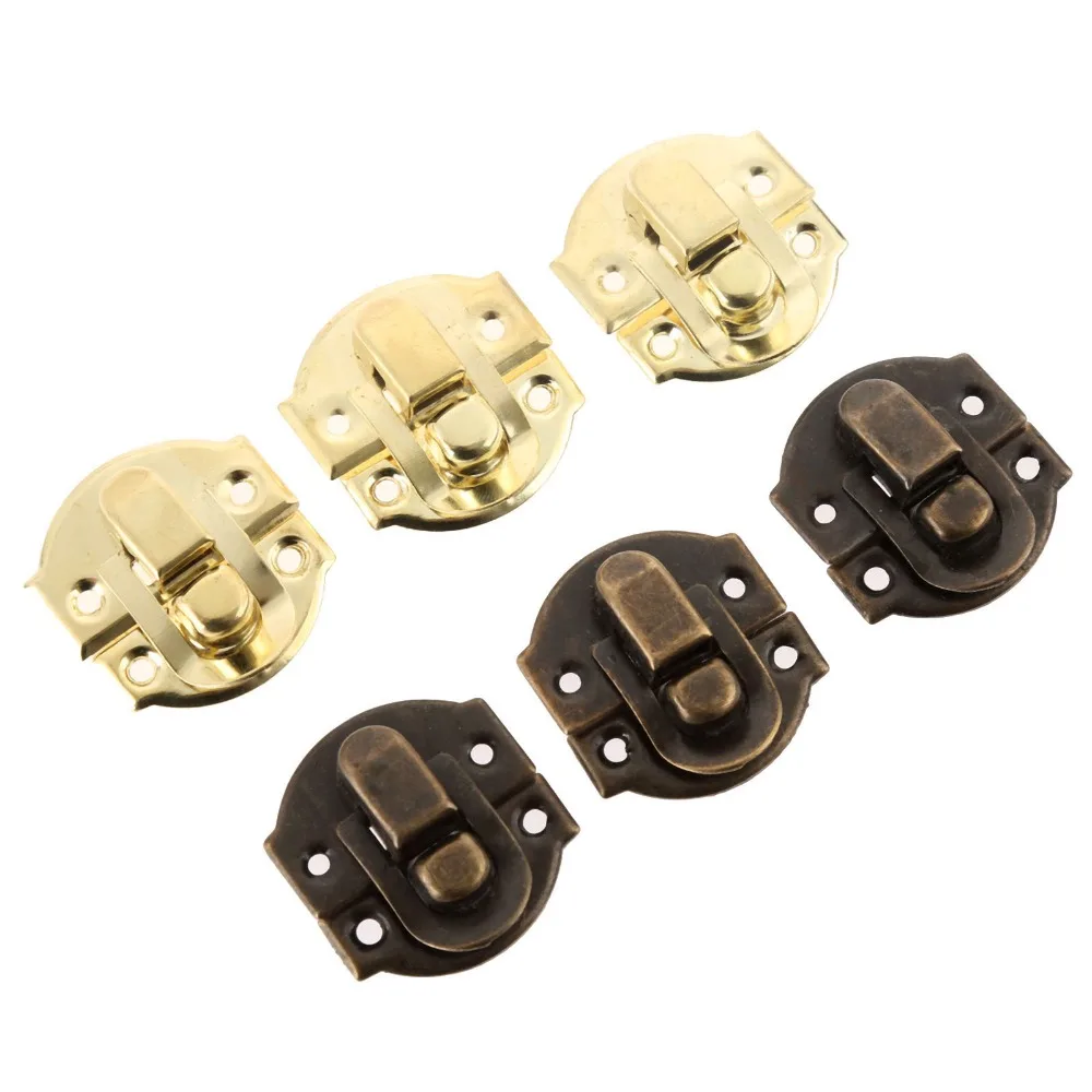 10Pcs Antique Gold Box Hasps Iron Lock Catch Latches for Jewelry Chest Box Suitcase Buckle Clip Clasp Vintage Hardware 27*29mm