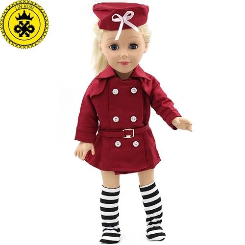 18 дюймов девушка кукла аксессуары Розовая стюардесса Униформа костюм куклы одежда для 18 дюймов куклы MG-203 - Цвет: Красный