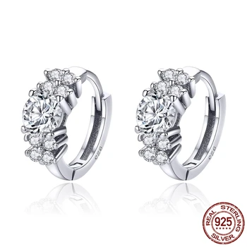 

Hot sell 925 sterling silver circle earrings clear CZ for women small earrings silver jewelry antiallergy high-end gift