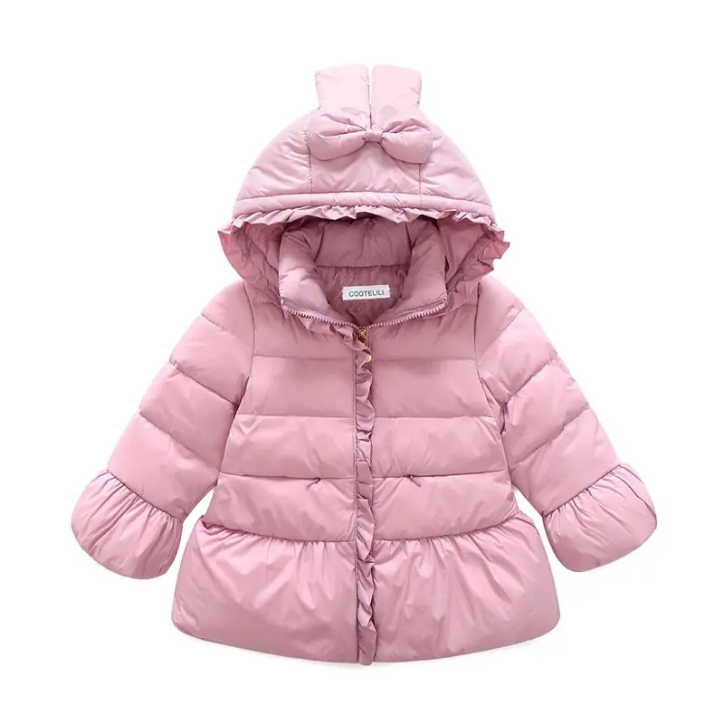 COOTELILI Fashion Bow Winter Girls Jackets Thick Warm Winter Girls Outerwear Coat Parkas For Kids Hooded Children Clothes (9)