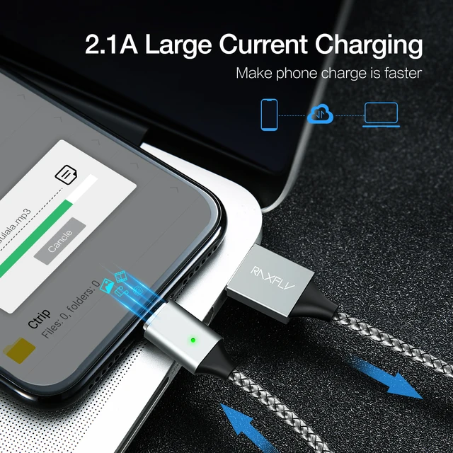 RAXFLY Magnet Charger For iPhone 8 7 Plus X XS Max Magnetic Charging Lightning Cable Micro USB Magnetic Cable Type C For Xiaomi