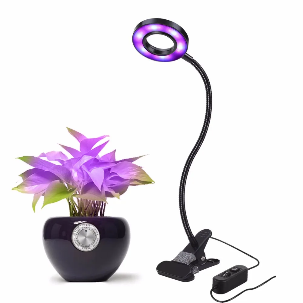 

MIFXIN 5W 10W LED Grow Light with 360 Degrees Flexible Lamp Holder Clip LED Plant Growth Light for Indoor or Desktop Plants