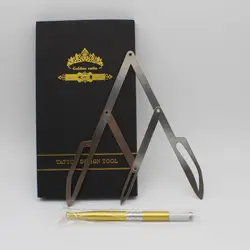 1 коробка суппорты трафарет правитель с ручкой для Microblading татуаж Дизайн золотое сечение измерения суппорты трафарет