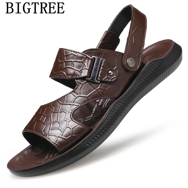 Open Schoenen Mannen Leren Sandalen Echt Leer Strand Slippers