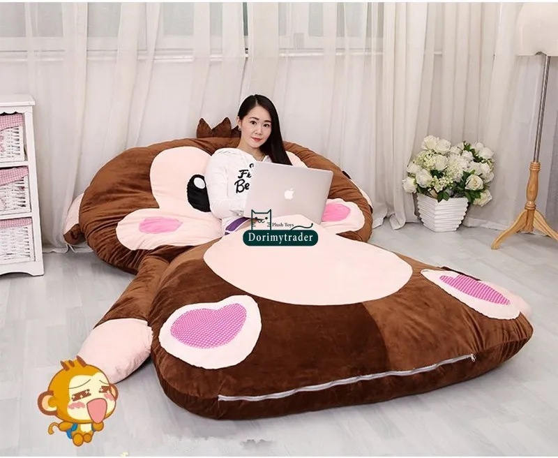 Dorimytrader 230cm X 170cm Huge Cartoon Monkey Sleeping Bag Plush Soft Animal Beanbag Bed Tatami Mattress Carpet 4 Sizes Free Shipping DY601003 (2)