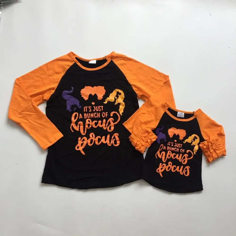 

Mommy and baby girls clothes girls fall raglans baby kids black ragalns with long orange sleeve mommy me lovely shirts