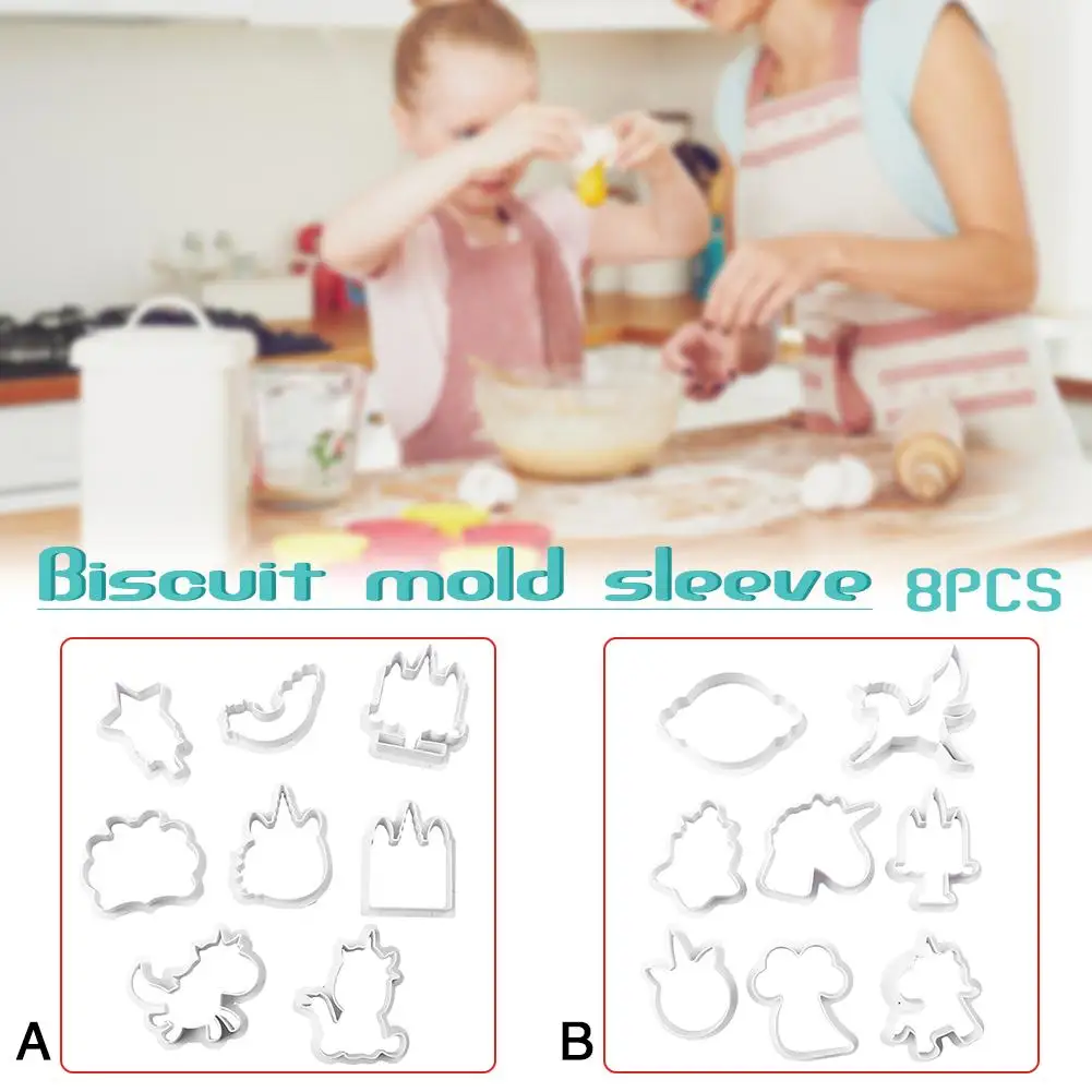 8pcs/set Innovative Unicorn Cookie Cutter DIY Fondant Chocolate Cake Embossing Stencil Mold Biscuit Mold Baking Tool