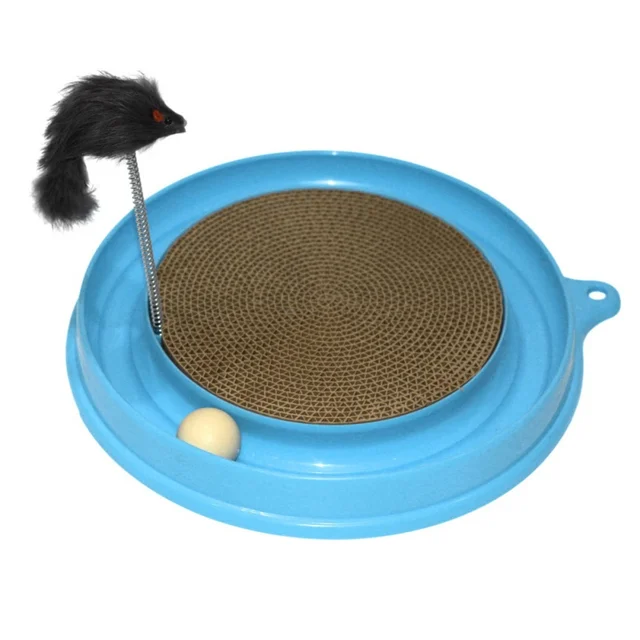 Round Plastic Toys For Cats Corrugated scratch board Toy For Cat Pink & Blue Durable Keep The Cat Ready Cats Toys
