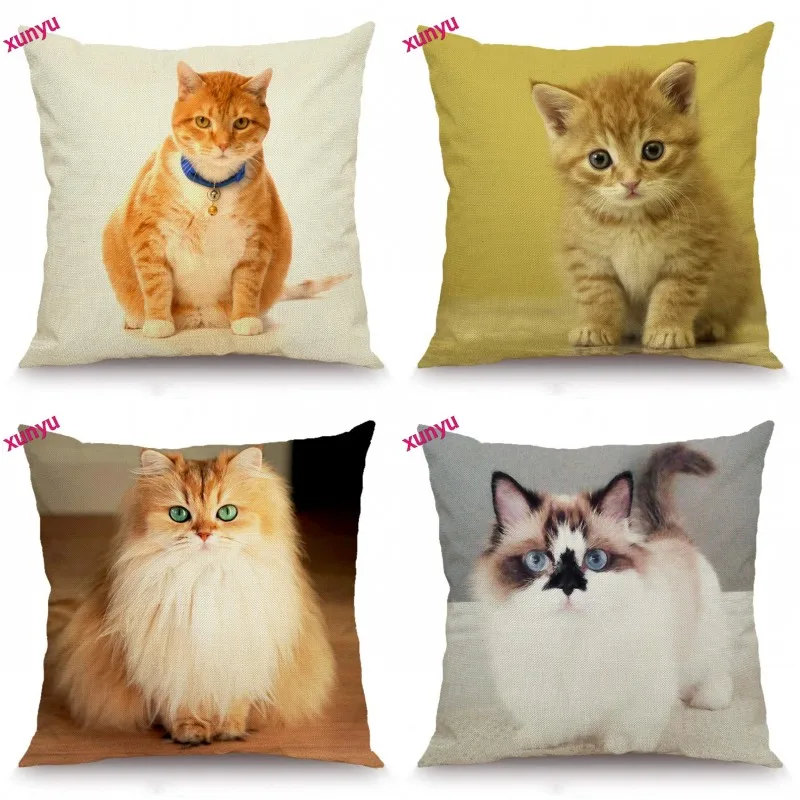 

XUNYU Cute Pet Cat Cushion Cover Animal Pillow Case Kids Room Decorative Throw Pillow Cover for Sofa Bedroom 45x45cm BT026