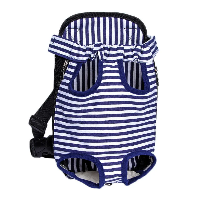 Dog Carriers Fashion Striped Travel Dog Bag Front Backpack Breathable