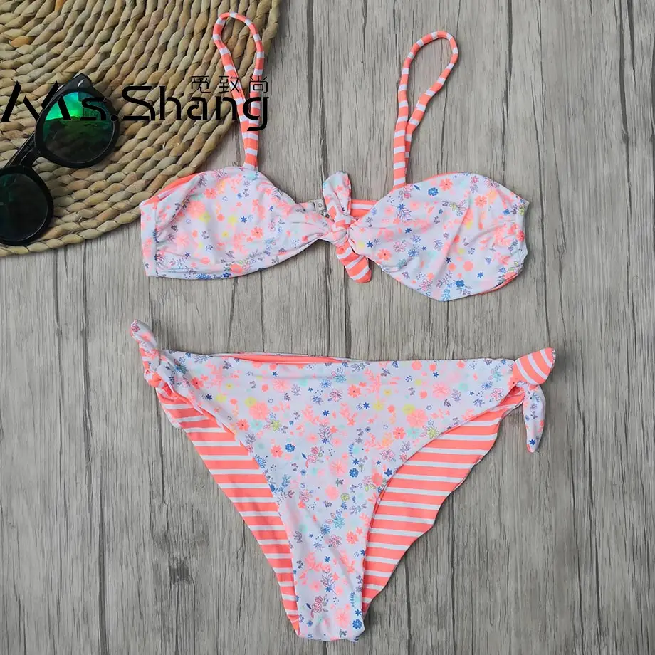 

5-12 Years Baby Girl Swimsuit Kids Print Toddler Girl Bikini Set Bow Knot Children's Swimwear Child Girls Swim Wear Bathing Suit