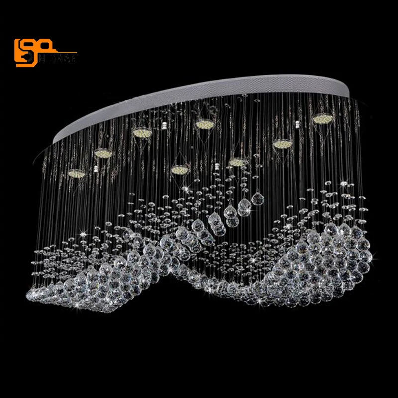 

oval design large crystal chandelier lighting modern lamp AC110V 220V lustre LED foyer lights