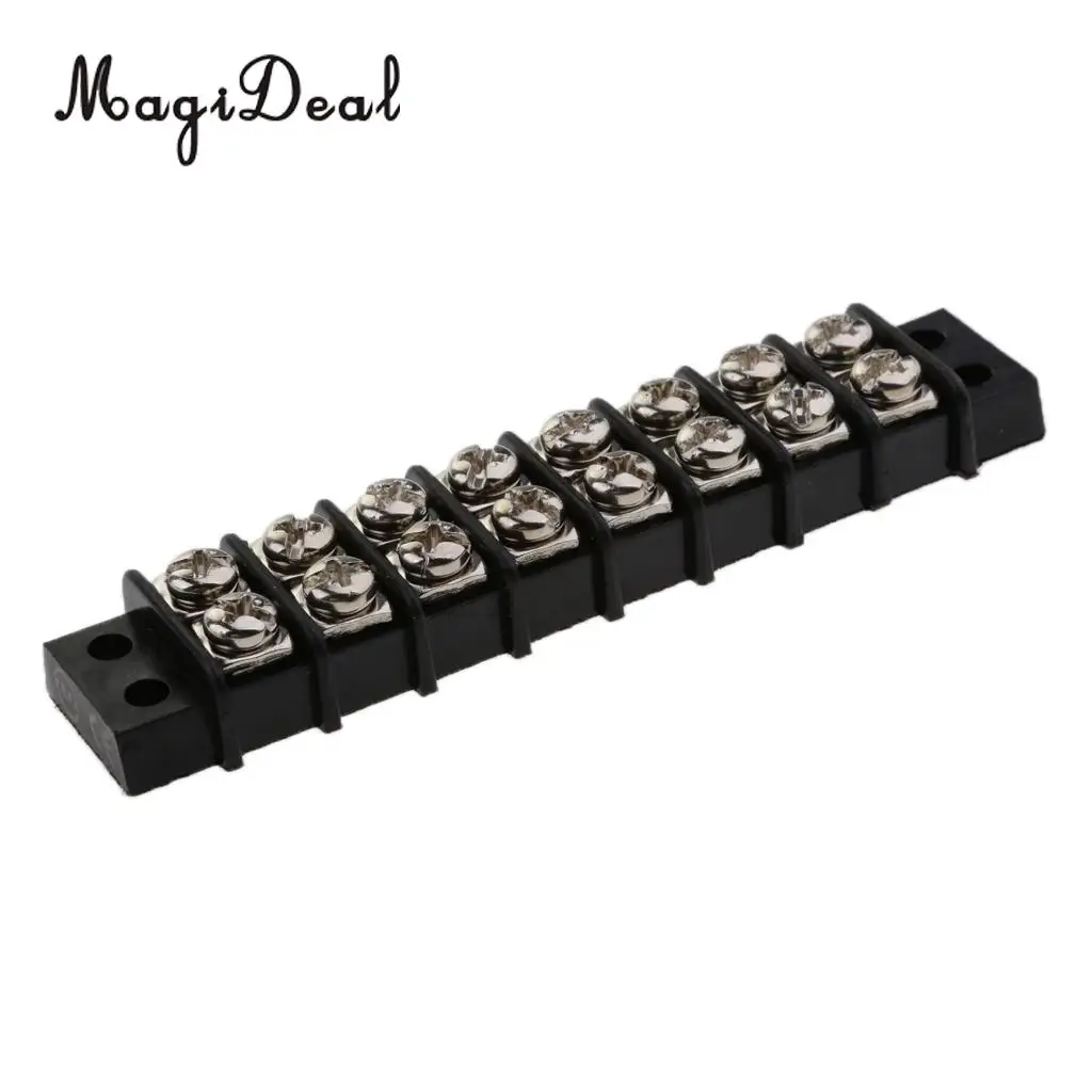 MagiDeal Durable 6/8/10 Gang Screw Terminal Block & Nickel Plated Brass Contacts for Marine Rowing Kayak Canoe Boats Dinghy Acce