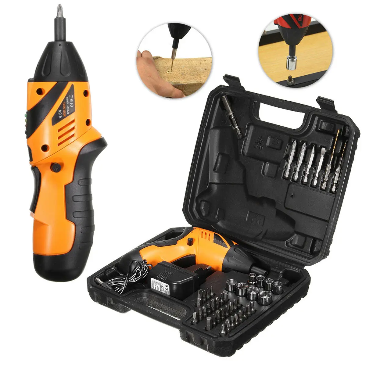 

Good Quality 45 in 1 Electric Cordless Screwdriver Drill Power Tool Rechargeable Fold Driver With Plastic Box Package