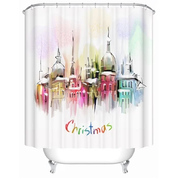 

Shower curtain bathroom curtain Christmas landscape environmentally friendly digital printing home with fashion FJ037 ZF