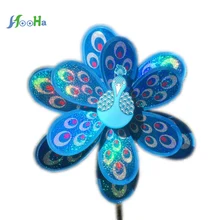 Многоцветный Павлин Ветряные мельницы DIY открытый декоративные от производителей продажи детей Пластик Игрушечные лошадки Двойной лазерный блесток