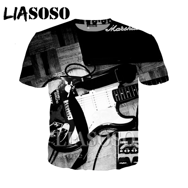 LIASOSO, аниме, 3d принт, футболка для мужчин и женщин, модная гитара Харадзюку, футболка, музыкальная футболка, Забавные футболки, homme, футболка D830 - Цвет: 9
