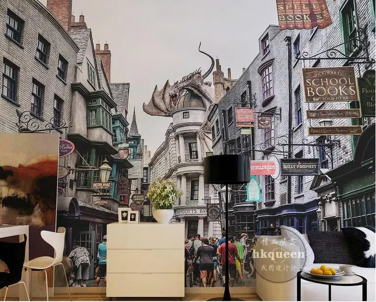 

3d stereoscopic wallpaper customized European urban architecture bus road traffic pedestrian TV backdrop 3d murals wallpaper