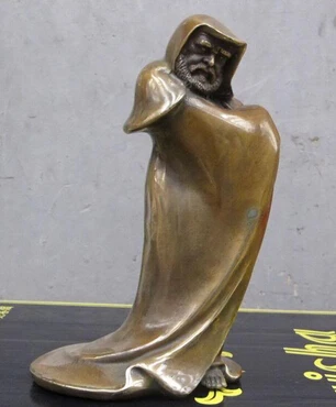 

bi003548 10"Chinese Hand made Bronze Freedom caped Dharma Damo Master Of Zen Statue