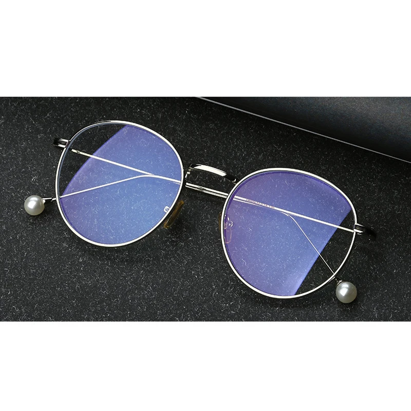 Zilead анти голубой свет очки рамка роскошный жемчуг металлический круглый оптический сеточки компьютерные игры очки унисекс