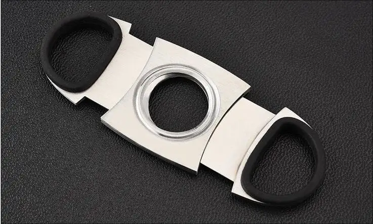 

1 piece Stainless steel double-edged cigar shears blade Handle Portable smoking cigar tool silver metal cigar cutter cigar knife