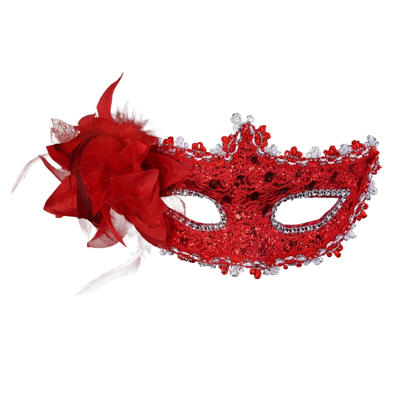 

Fashion Sexy Costume Masquerade Mask Venice Style Lace Half Mask With Lace and Feathers Carnival Face upper party masks