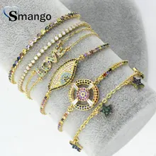 Женский браслет cz, модные украшения, Новое поступление! Смешанная форма, шесть дизайнов, золотые цвета, можно оптом, 5 шт