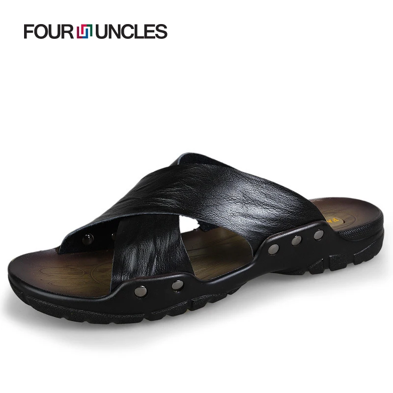 Summer beach slippers shoes Men's Genuine leather home flip flops casual Soft handmade Brand Breathable sandals for male NX124 |
