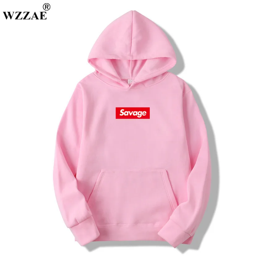Pink 1 WZZAE, новинка, мужские толстовки с капюшоном Savage, толстовки с капюшоном Parody No Heart X Savage Mode, убойная банда ATL, хлопковые толстовки с длинными рукавами Suprem - Цвет: Pink 1