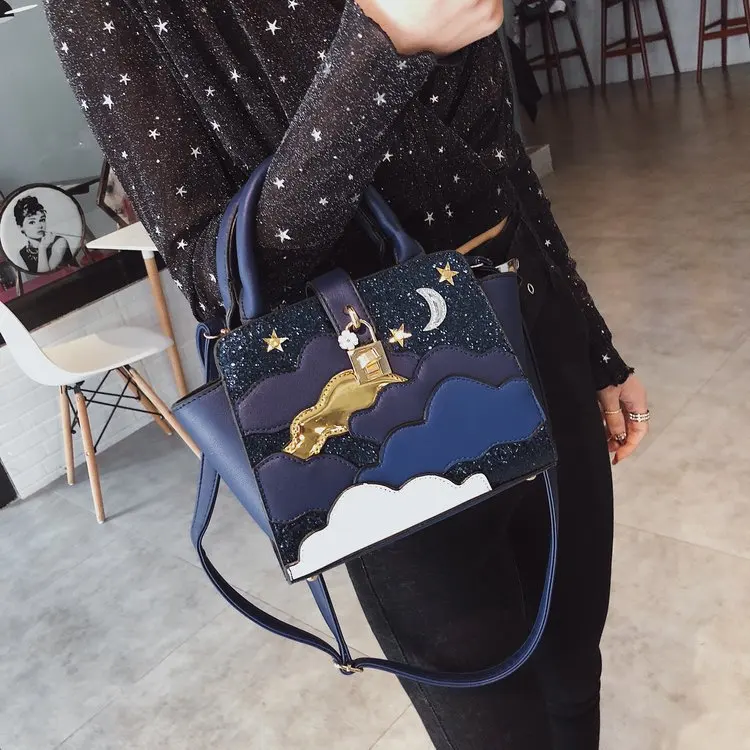 Новая модная сумка высокого качества из искусственной кожи, женская сумка-тоут, милая Дамская Портативная сумка с блестками, сумки-мессенджеры на плечо