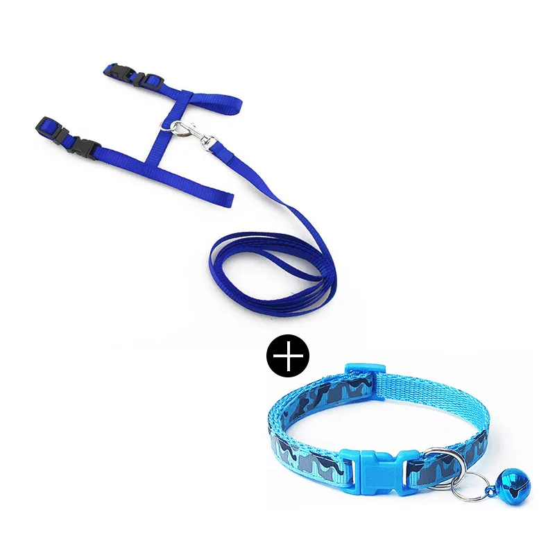 2pcs Кошачий собачий ошейник шлейка и поводок регулируемый нейлоновый Pet тягового котенка Холтер воротник кошки товары для домашнего животного привязного ремня - Цвет: 2pcs
