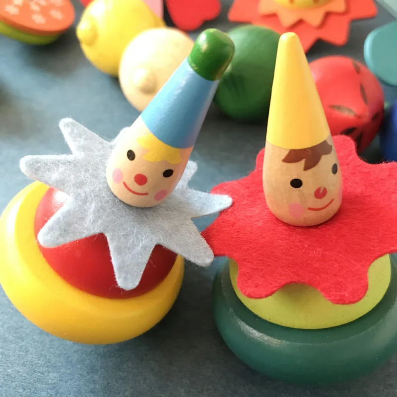 10 шт. Детские деревянные игрушки для спиннинга/детский мультяшный клоун, Мини Деревянный топик - Цвет: clown