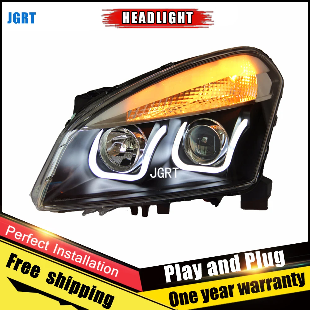 Автомобильный Стиль светодиодный фары для Nissan Qashqai 2010 2013 налобный фонарь DRL