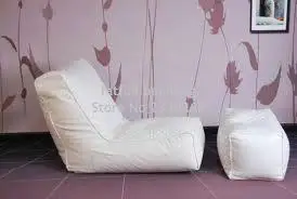 

Cover only No Filler - white bean bag sofa set with stool rest - living room waterproof beanbag home furniture set