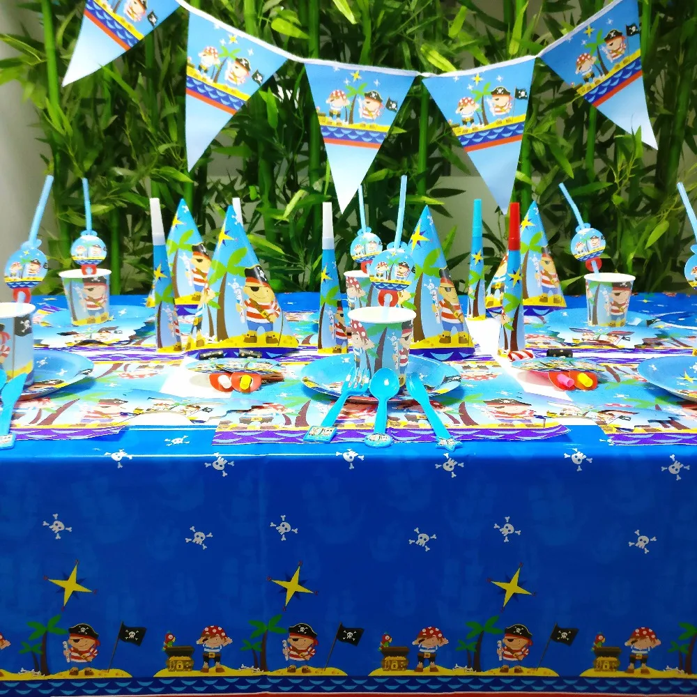 Пиратские чашки, тарелки и соломки, Детский Пиратский Набор для вечеринки в честь Дня Рождения, вечерние принадлежности, набор для свадьбы, вечеринки