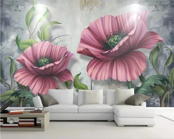 

beibehang Custom wallpaper 3D stereo hand-painted flowers Nordic style living room wall decoration painting papel de pared
