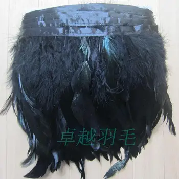

Height 4-6/10-15cm black rooster neck hackle feather trim/ fringe/ribbon Coque Feather trim free shipping
